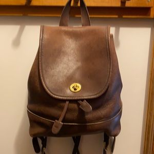 Coach brown leather backpack